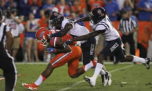 Football players on a football field