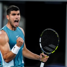 Carlos Alcaraz of Spain reacts