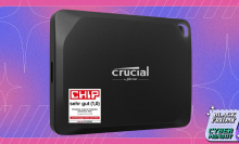 Crucial X10 Pro 2TB on a purple black friday background