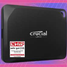 Crucial X10 Pro 2TB on a purple black friday background