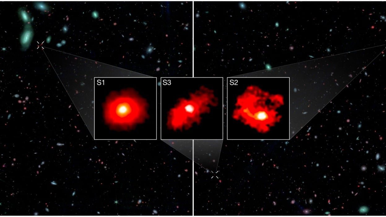 Webb gathering images of three ultra-massive early galaxies