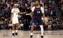 Norman Powell #24 of the Los Angeles Clippers celebrates a three-point basket during the second quarter against the Brooklyn Nets at Intuit Dome on January 15, 2025 in Inglewood, California.