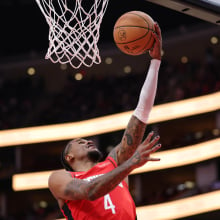 Jalen Green #4 of the Houston Rockets shoots the ball against the Miami Heat during the second half at Toyota Center on December 29, 2024 in Houston, Texas. 