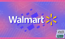 the walmart logo against a pink and purple gradient background. there's a black friday/cyber monday logo in the bottom right corner