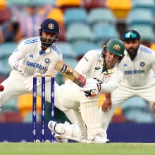 Alex Carey of Australia bats during day two