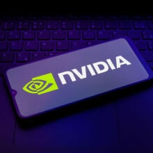 Nvidia logo on phone screen