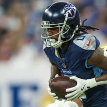 Calvin Ridley #0 of the Tennessee Titans catches a pass while playing the Indianapolis Colts during the fourth quarter at Lucas Oil Stadium on December 22, 2024 in Indianapolis, Indiana. The Colts won 38-30.