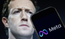 This photo illustration created on January 7, 2025, in Washington, DC, shows an image of Mark Zuckerberg, CEO of Meta, and an image of the Meta logo. Social media giant Meta on January 7, 2025, slashed its content moderation policies, including ending its US fact-checking program, in a major shift that conforms with the priorities of incoming president Donald Trump. 