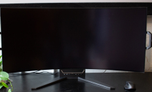 55-inch curved monitor with screen turned off