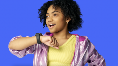 girl wearing smart watch