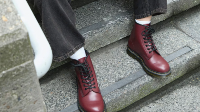 red doc marten boots