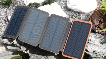 Black solar panel in four sections