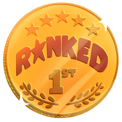 gold medal that says "ranked" "first place"