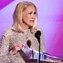 Catherine O'Hara rips up the envelope at the 76th Primetime Emmy Awards held at Peacock Theater.