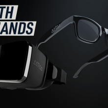 A black background 3D render shows two of the smart wearables: a headset and glasses. Caption reads: "Smooth Commands"