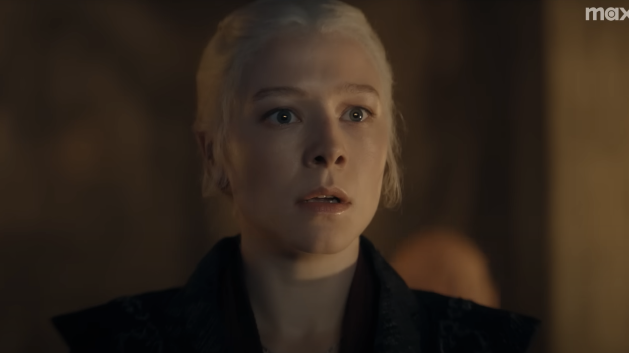 Rhaenyra Targaryen looks afraid in "House of the Dragon"