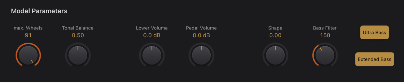 Figure. Vintage B3 Model controls.