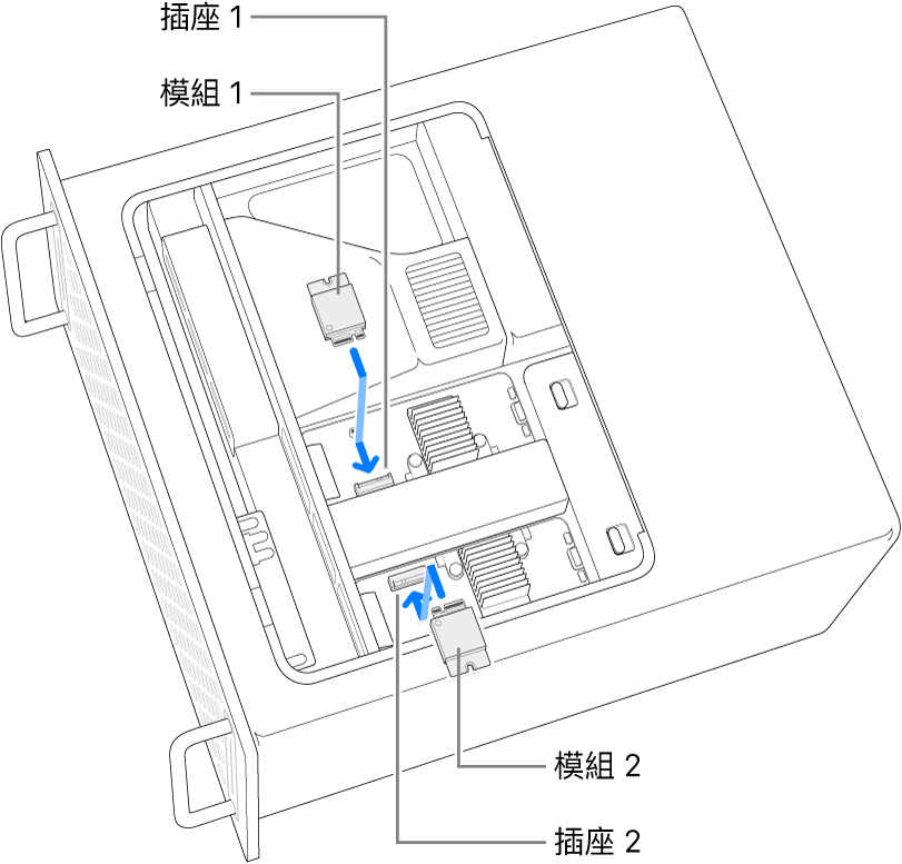 正在安裝兩個 SSD 模組。