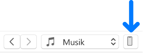 Enhetsknappen är markerad nära överkanten av iTunes-fönstret.