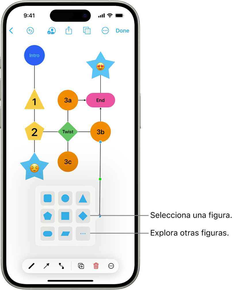 Se muestra cómo se agrega una figura nueva a un diagrama.