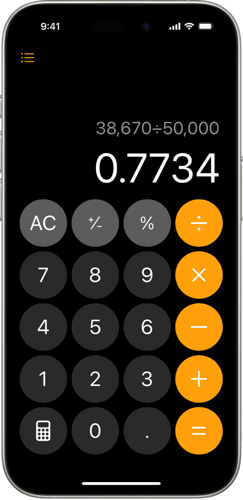 La calculadora básica en el iPhone.