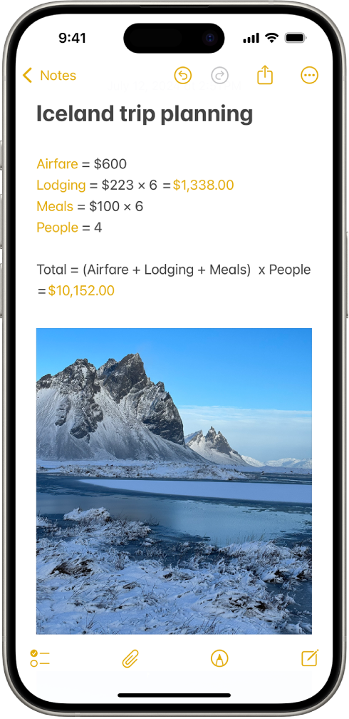 Një shënim për planifikimin e një udhëtimi, me një llogaritje të shpenzimeve të udhëtimit dhe një fotografi.