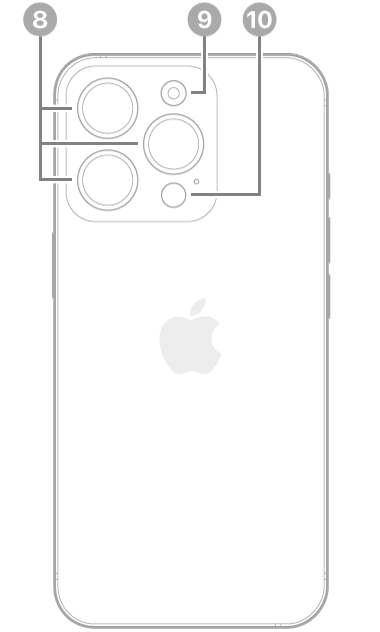 iPhone 16 Pro 的背面。後置相機、閃光燈和光學雷達掃描儀位於左上方。