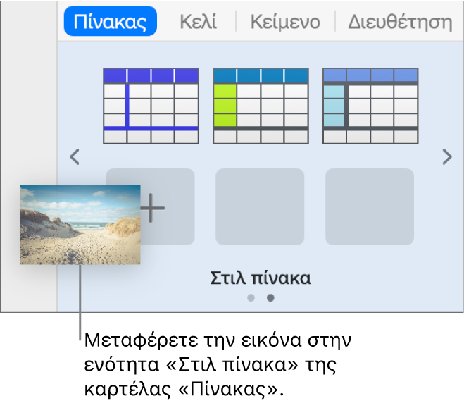 Μεταφορά εικόνας στα στιλ πινάκων για τη δημιουργία νέου στιλ.