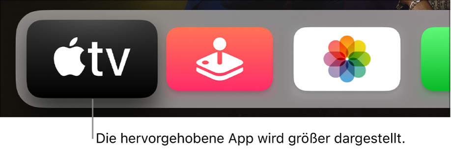 Die Apple TV App ist in der oberen Reihe des Home-Bildschirms auf dem Apple TV hervorgehoben.