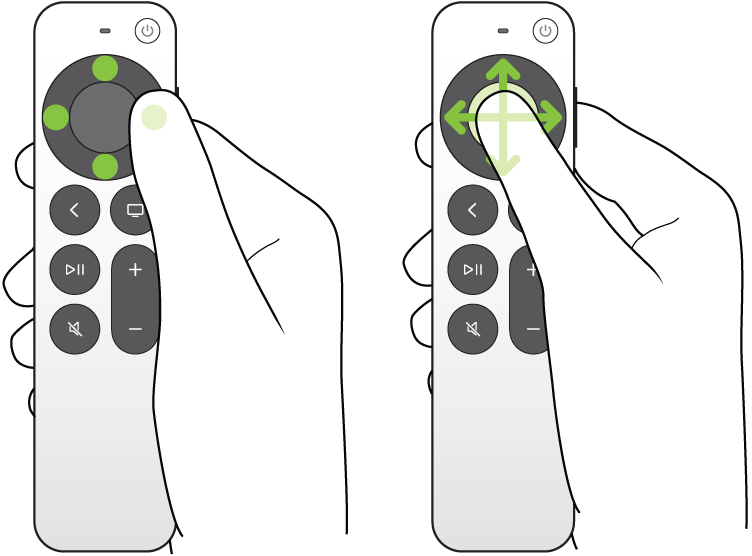 Illustration montrant les gestes de pression et de balayage sur le clickpad