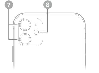 El reverso del iPhone 11. La cámara trasera y el flash están en la esquina superior izquierda.