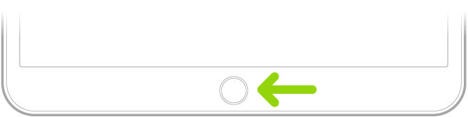 Botón de inicio (Touch ID) en la parte inferior del iPad.