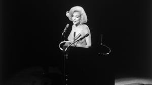 Marilyn Monroe singing Happy Birthday at the Democratic rally for President John F. Kennedy's birthday