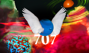 the number 707 under a winged planet