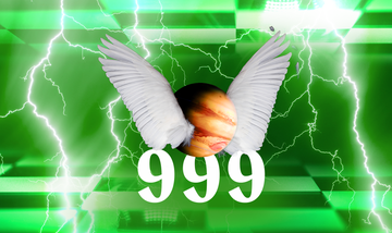 a winged planet over the number 999