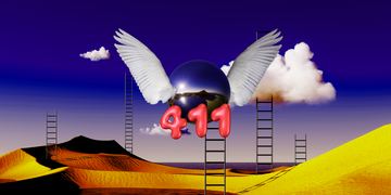 angel number 411, showing a winged planet above the numerals