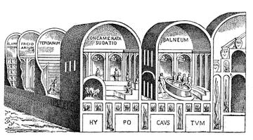 antique illustration of roman baths thermes