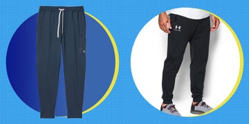 two pairs of athletic sweatpants displayed side by side