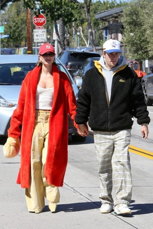 Hailey and Justin Coordinate in Fuzzy Coats