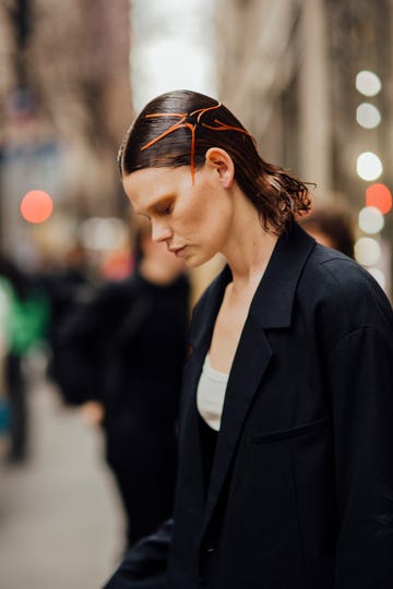 woman with bob hair and accessory