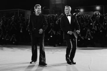 venice, italy september 01 brad pitt and george clooney attend the wolfs red carpet during the 81st venice international film festival on september 01, 2024 in venice, italy photo by vittorio zunino celottogetty images