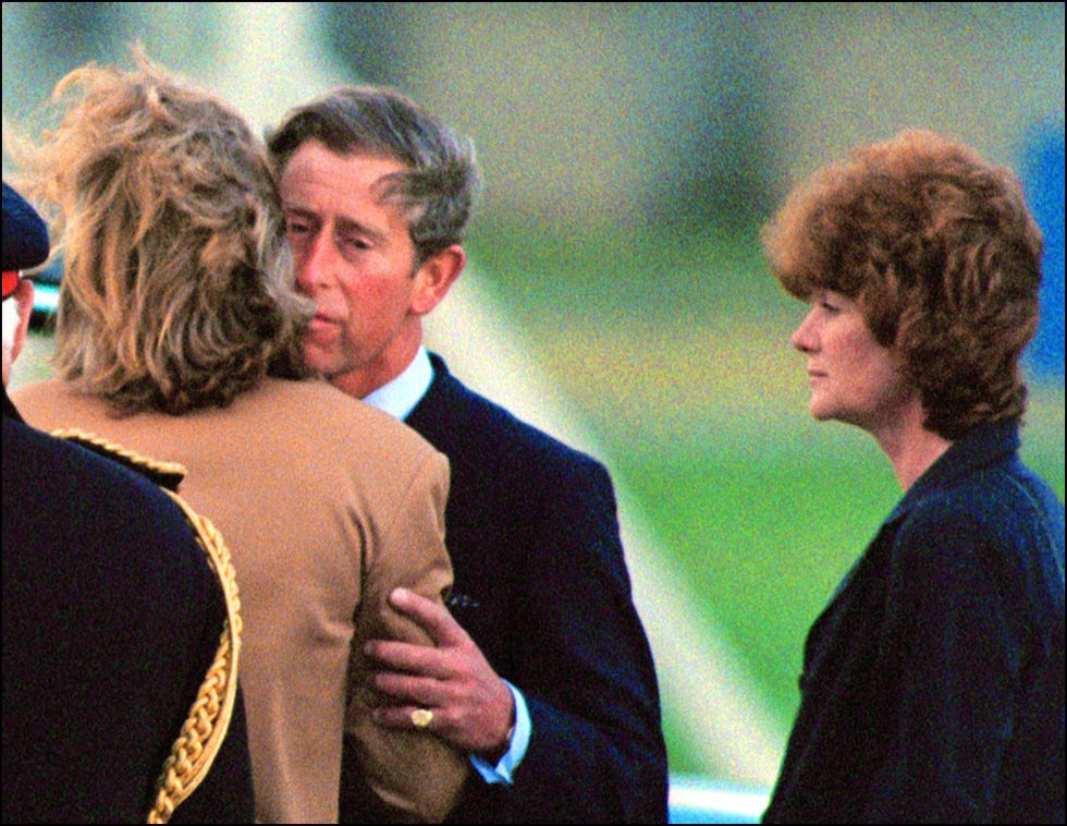 britain's prince charles kisses lady sarah mccorqu