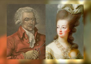 illustrated portraits of musician chevalier de saint georges and marie antoinette