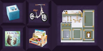 tonies audio player, balance bike, play kitchen, deli play set, i love you like no otter book