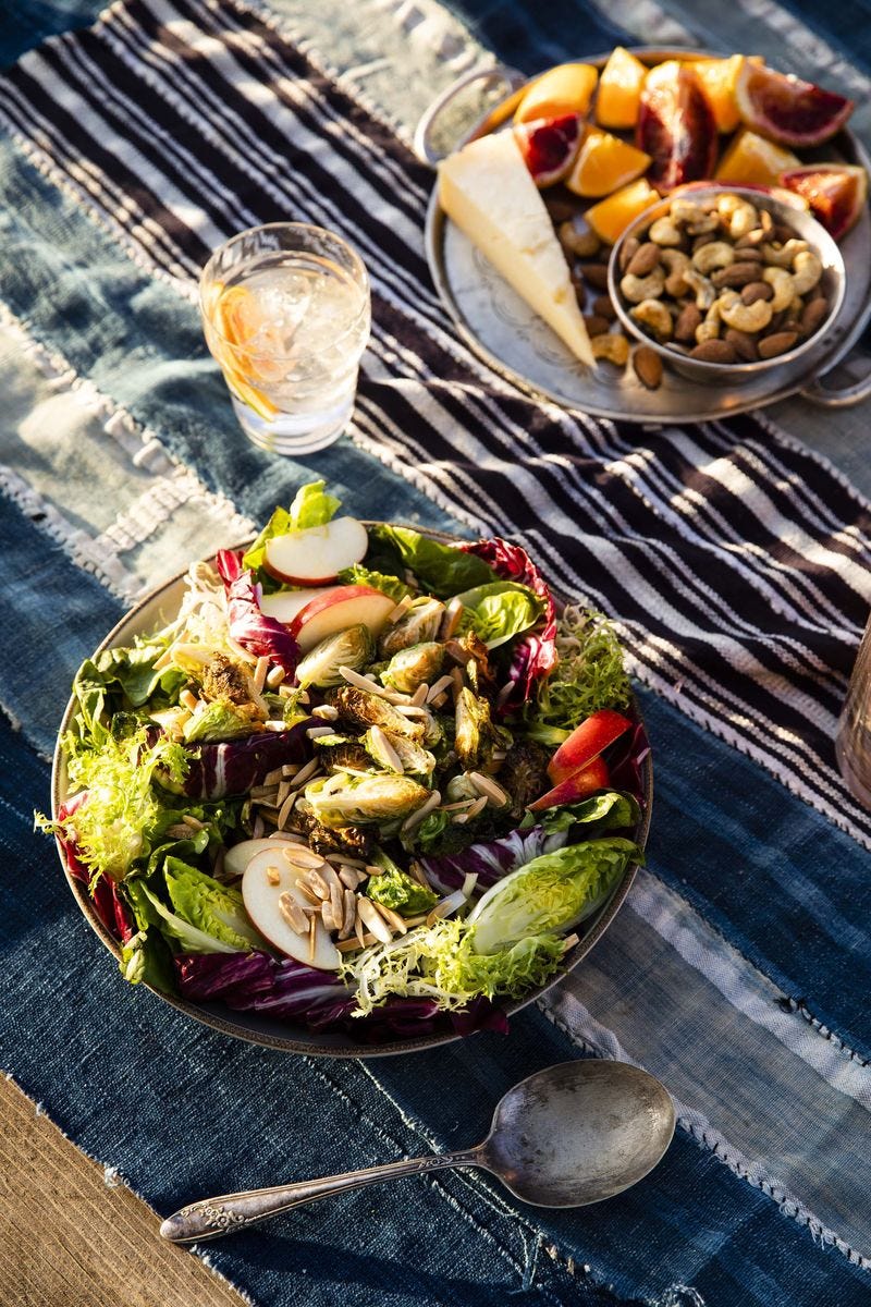 crispy brussels sprouts salad with citrus maple vinaigrette