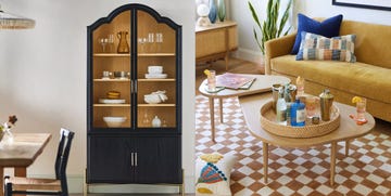 interior space featuring a glass cabinet and a cozy living area