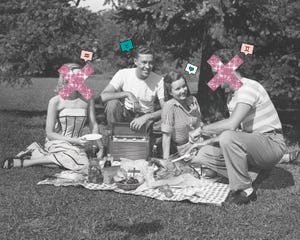 united states   circa 1950s  two couples having a picnic