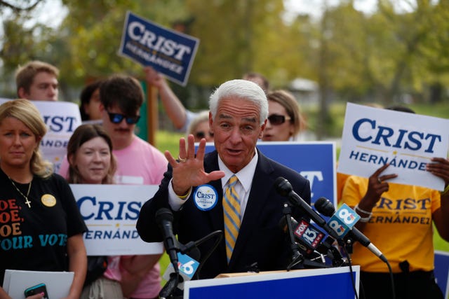 florida gubernatorial candidate charlie crist campaigns on election day