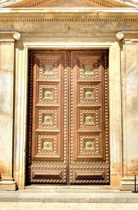 door in the palace of charles v  granada, spain