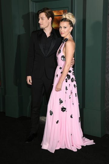 jake bongiovi and millie bobby brown at the world premiere of enola holmes 2 held at the paris theater on october 27, 2022 in new york city photo by kristina bumphreyvariety via getty images